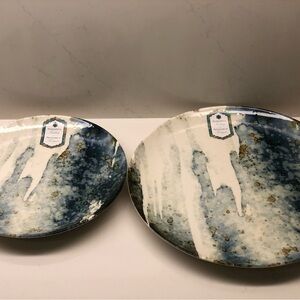 Set Of 8 Intesa Marble Splatter 4 Dinner Plates and 4 Salad Turkey 9.25" NEW